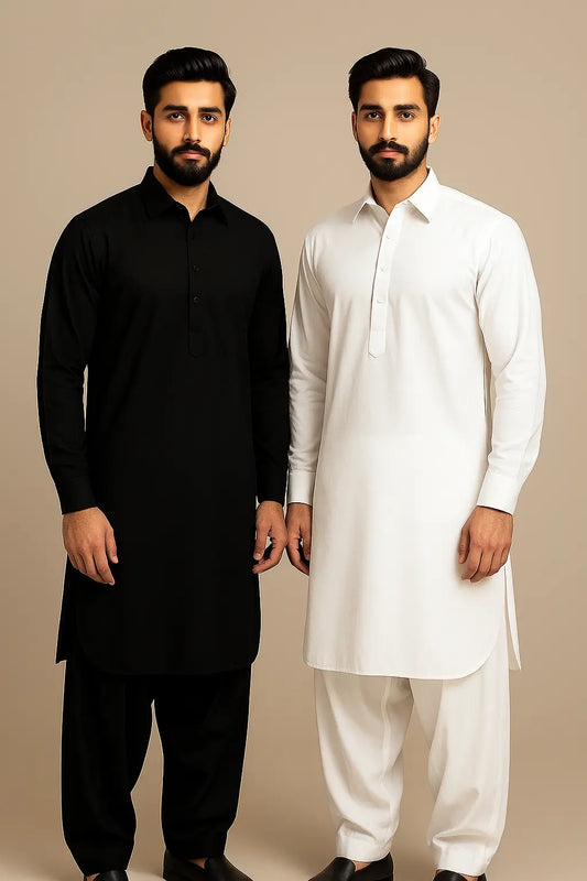 Classic Black And White Shalwar Kameez -Abdullah Tailors Abdullah Tailors